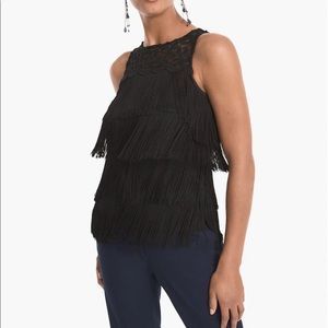 WHBM Sleeveless Fringe Top